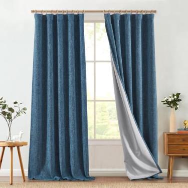 Imagem de Cortina Jinchan Azul Estilo Arpillera Blackout 127x244 cm 2 Paneles