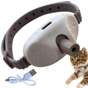 Imagem de Coleira Laser Interativo Pet Gato Animais Estimaçao Brinquedo Divertido Caça Usb Portatil