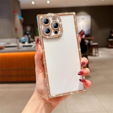 Imagem de HTVJFX Capa luxuosa com glitter galvanizado para iPhone 13, moderna, à prova de choque, com moldura macia e proteção contra impactos (para iPhone 13/FC, branca)