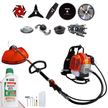 Imagem de Roçadeira Costal Terra GRC430 43cc C/ Carretel + Facas 2 Pontas, 3 Pontas, 6 Pontas, 40 Dentes Vídea, 80 Dentes, Trimmer, Escova e Enxada + Óleo Stihl