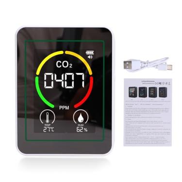 Imagem de LiebeWH Monitor de Qualidade do Ar 3 Em 1 Interno Monitoramento de Temperatura e Umidade de Dióxido de Carbono Em Tempo Real Com Tela Colorida de 2,8 Polegadas Detector Portátil de (Branco)