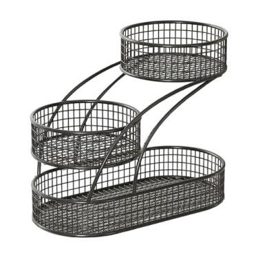 Imagem de SiaBiced Cesta de frutas de 3 andares, elegante suporte para frutas, organizador de cozinha com grande capacidade, fruteira para balcão de banquetes.