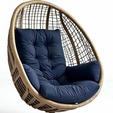 Imagem de Almofada para cadeira suspensa tipo ovo, para uso interno e externo, ideal para cestos suspensos e redes de balanço, com apoio de braço (OnlyCushion)