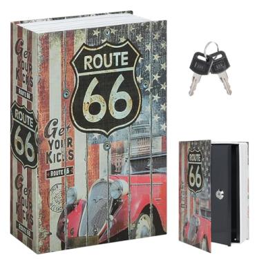 Imagem de Decaller Cofre de livro com trava de chave – Caixa secreta com trava oculta para segurança doméstica, 24 cm x 16 cm x 6 cm, rota 66