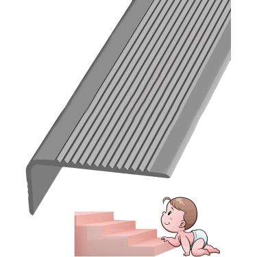 Imagem de Degraus De Escada Antiderrapantes Para Degraus De Madeira, Nosing De Escada De Borracha Autoadesiva, Fita De Moldagem De Nariz De Escada De Alinha, Degraus De Escada Interno, Grey, L 3m/118.1in