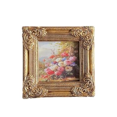 Imagem de Ioensy Porta-retratos retrô com design ornamentado, portátil e com estilo europeu, ideal para exibir fotos em corredores, prateleiras e entradas.