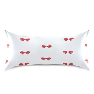 Imagem de ATTX Fronha de cetim Red Bows com fecho de envelope, macia e refrescante para cabelo e pele, tamanho king size 20 x 40 polegadas (76)