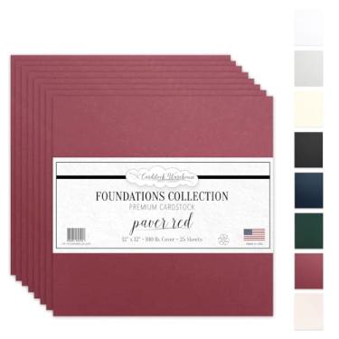 Imagem de Cardstock Warehouse Foundations Paver Vermelho Borgonha - 30,5 x 30,5 cm - 45,4 kg. / 270 g/m2 Papel cartolina premium 100% reciclado - 25 folhas