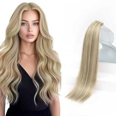 Imagem de Sunny Hair Extensões de cabelo humano real com fita adesiva invisível Remy extensões de cabelo fitas para mulheres loiro dourado destaque loiro médio 30,5 cm 20 peças 30G