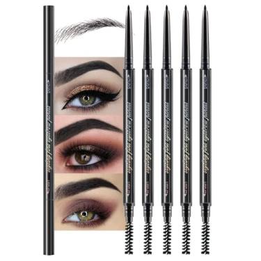 Imagem de Lápis de sobrancelha preto ultrafino para mulheres, 5 pacotes - preto