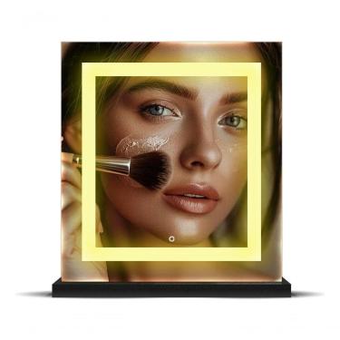 Imagem de Espelho De Bancada Portátil Led Touch Maquiagem 30x40 Base Branco-quente