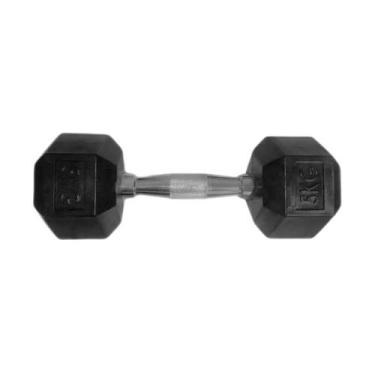 Imagem de Halteres Sextavado Injetado com Pegada Cromada 5,0Kg - ANILHAS FITNESS