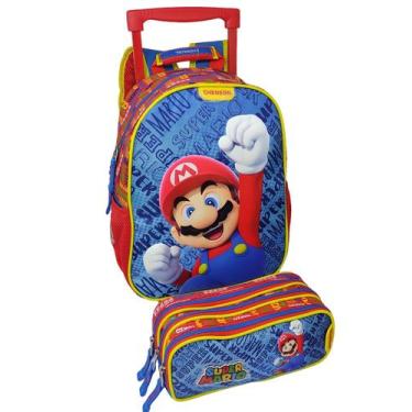 Imagem de Kit Mochila Rodinha E Costa Super Mario Media Original Chenson Deluxe