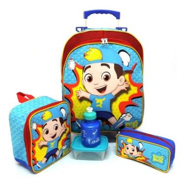 Imagem de Kit Mochila Infantil Luccas Neto Escolar Tam M Rodinhas F5 - Rocie