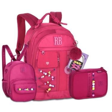 Imagem de Mochila Feminina Com Lancheira e Estojo Box Rebecca Bonbon -, Rosa