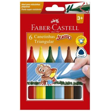 Imagem de Canetinha Colorida - Jumbo Triangular - 6 Cores - Faber-Castell