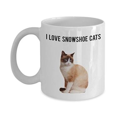 Imagem de Caneca de gato Snowshoe - I love Snowshoe - Caneca de café de cacau quente divertido - ideia de de Natal