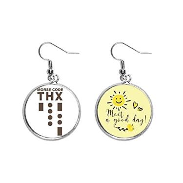 Imagem de Brinco Morse Code Thank-you Dot-line Expression Ear Drop Sun Flower Jewelry Fashion