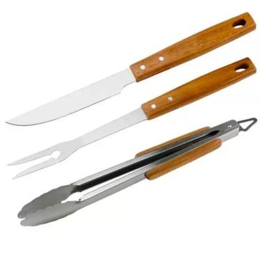 Imagem de Jogo Utensílios para Churrasco 3pç Cabo Madeira Western Home