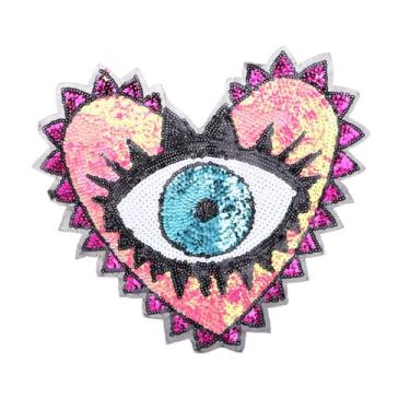Imagem de NUOBESTY 1 Unidade manchas de olhos de lantejoulas decalques de flores decoração remendos de roupas manchas olhos do coração fragmento globo ocular decorar