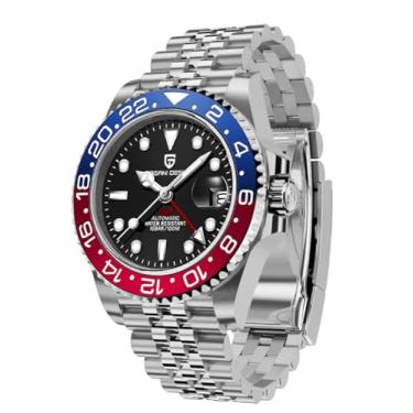 Imagem de BY BENYAR Pagani Design Relógio masculino GMT automático para homens vidro safira moda negócios aço inoxidável 100 m impermeável relógios de pulso masculinos PD-1662, Azul jubileu, vermelho, Mecânico,
