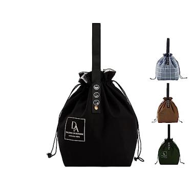 Imagem de DAROSS Lancheira com cordão, lancheira pequena reutilizável, saco de almoço, lancheira fofa (preto)