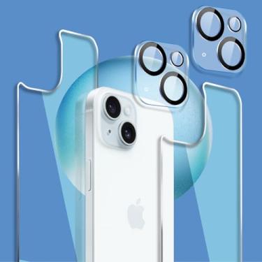Imagem de Malphiace Protetor de vidro traseiro para iPhone 15 Plus e protetor de lente de câmera [2 + 2 unidades], protetor de tela traseira para iPhone 15 Plus (6,7 polegadas)