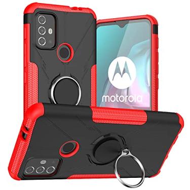 Imagem de LiuShan Capa para Moto G10, capa para Lenovo K13 PRO, proteção de proteção à prova de choque de grau militar com suporte giratório para Motorola Moto G10/G10 power/Lenovo K13 PRO, vermelho