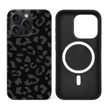 Imagem de uCOLOR Capa compatível com iPhone 15 Pro Max [teste de queda de 2,4 m], compatível com MagSafe – capas protetoras de luxo da série Mag (preto e cinza leopardo, iPhone 15 Pro Max 6,7 polegadas)