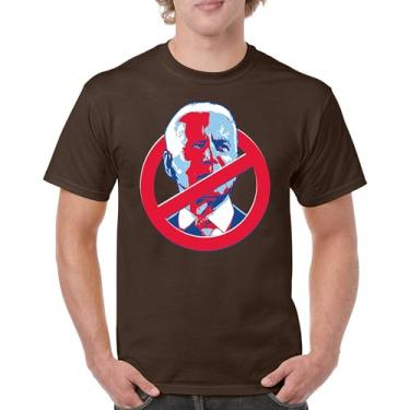 Imagem de Camiseta No Biden Anti Sleepy Joe Republican President Pro Trump 2024 MAGA FJB Lets Go Brandon Deplorable Camiseta masculina, Marrom, 3G