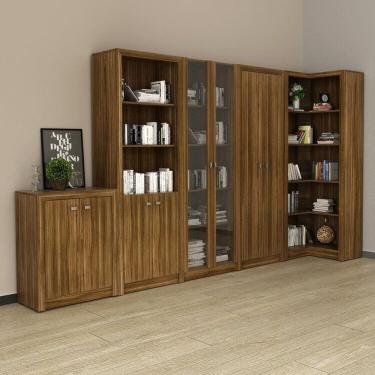 Imagem de Kit 5 Armários Multiuso de Escritório Nogal