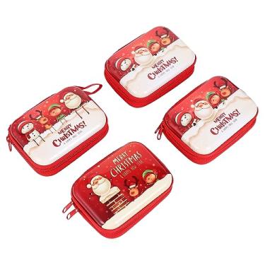Imagem de 4 unidades bolsa de caixa de lata de Natal para crianças Bolsas para crianças Carteira de Natal Bolsa Zip Carteira Bolsa de moedas de Natal Bolsa de brinquedos pequena carteira de férias Mini caixa de