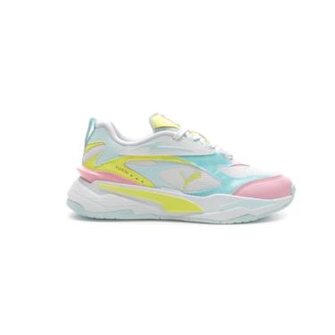 Imagem de Puma Tênis infantil feminino Rs-Fast P0p Gltch com cadarço casual - branco, Branco, 7 Big Kid