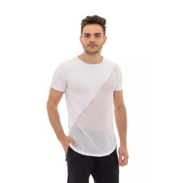 Imagem de Camiseta  masculina longline paetê camisa  com  lantejola - Execução J