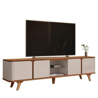 Imagem de Rack Bancada Roma 217cm para TV até 60 - Casa D, Cedro e Off White