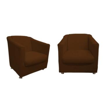 Imagem de Kit 2 Poltronas Decorativa Biane Suede Marrom Pés Cromado Ms Decor - M