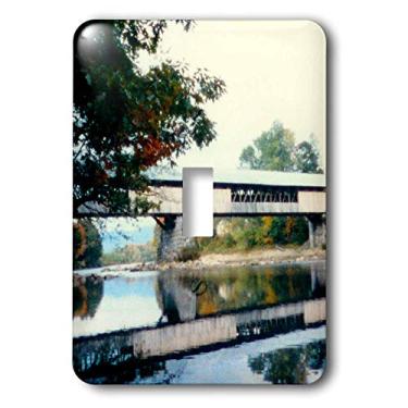 Imagem de 3dRose Interruptor de interruptor Lsp_31839_1 Ponte coberta e folhagem no outono em Vermont, multicolorido