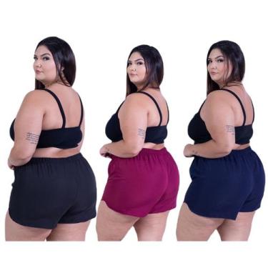 Imagem de Short Praia Feminino De Banho Piscina Plus Size Tactel  Kit 3 Cores  -