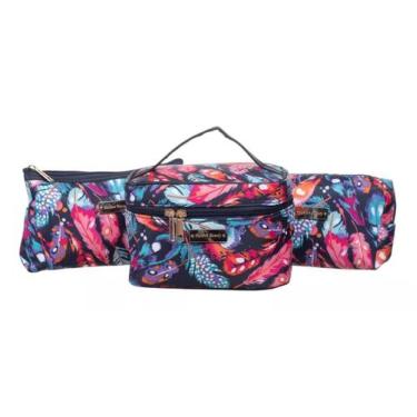 Imagem de Necessaire Kit 3 Peças Organizador Maquiagem Viagem Higiene - PGB, Azu