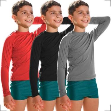 Imagem de Kit 3 Camisas Térmicas Infantil Menino e Menina Tecido Geladinho Uv 2 