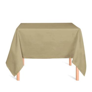Imagem de Toalha de Mesa Quadrada em Tecido Jacquard Bege Liso Tradicional - Jac