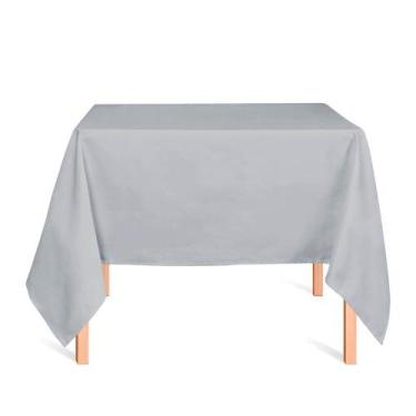 Imagem de Toalha de Mesa Quadrada em Tecido Jacquard Prata e Preto Liso Tradicio
