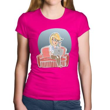 Imagem de Baby Look Algodão Home Office - Foca na Moda, Rosa, M