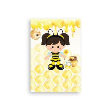 Imagem de Painel De Festa Vertical 1,50 x 2,20 -  Menina Abelhinha Fundo Aquarel
