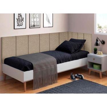 Imagem de Cabeceira em formato L para cama solteiro estofada suspensa - para cam