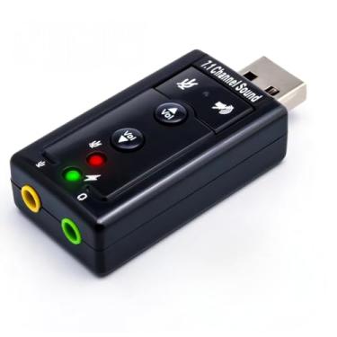 Imagem de Adaptador Placa de Som USB Conversor USB 7.12 com Controle de Volume, Microfone e Entrada para Fone de Ouvido Adaptador de Audio Surround Audio Stereo