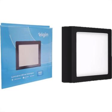 Imagem de Plafon Led Sobrepor Elgin Quadrado 24W. 6500K. Bivolt Preto