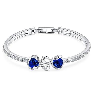 Imagem de Menton Ezil Joias modernas PRINCESS 18 K banhado a ouro branco ajustável articulado bracelete bracelete com cristal Swarovski para mulher senhora menina (prata), 7 inches, Cristal, Não aplicável