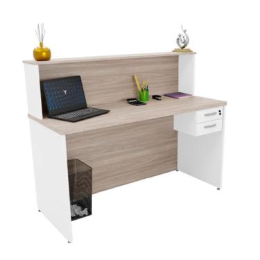 Imagem de Balcão Atendimento Recepção Consultório 1200x600 C/Gaveteiro - NetMobi