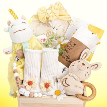 Imagem de Cesta de Presente Elysirise para Bebê Recém-Nascida - Com Cobertor
